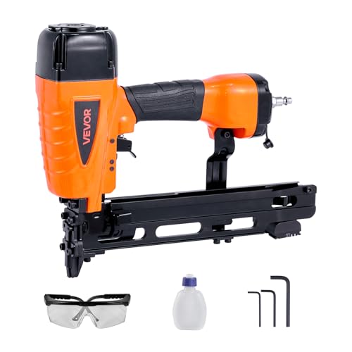 VEVOR Pneumatic Staple Gun 16 Gauge 7/16-inch Medium Crown Pneumatic Stapler 1 to 2 Length 70-120PSI Heavy Duty Air-Powered Staple Gun for Roof Decking Wall Sheathing Fencing and Subflooring