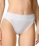 Die Damenunterhose hat einen Bund aus hochwertiger Lycra-Spitze und Wäschespitze an den Beinausschnitten