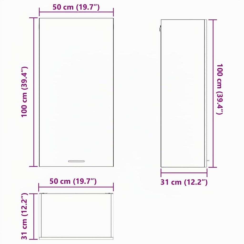 vidaXL Hängeschrank mit Speicher Weiß 50 x 31 x 100 cm Holzwerkstoff, Großzügiger Stauraum, Moderne Küchenschränke, robust, rechteckiges Design, clevere Innenorganisation
