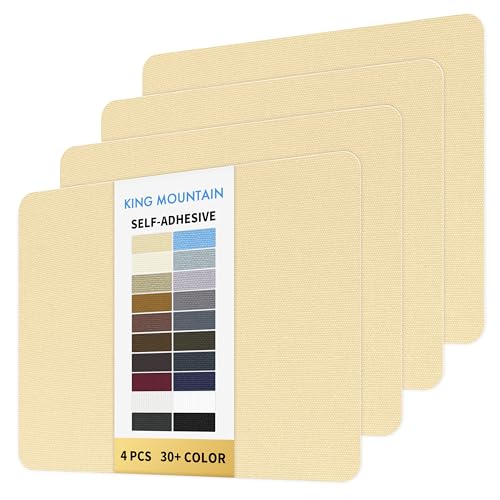 KING MOUNTAIN Canvas Repair Patch 9 x11 Inch 4 Pcs Self-Adhesive Waterproof Fabric Patch for Sofas, Tents, Furniture,Tote Bags, Car Seats (Beige)