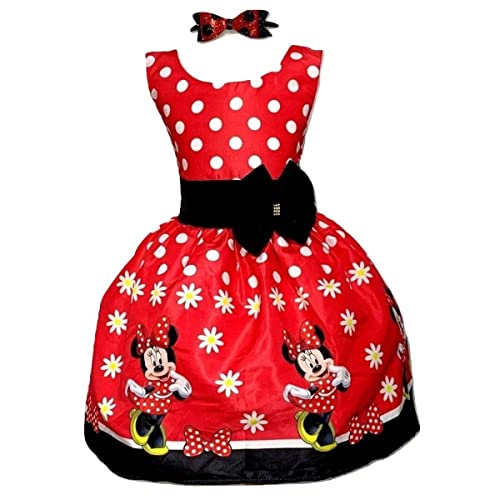 Vestido Infantil Luxo Minnie Vermelha Festa Anivers&aacute;rio Comemora&ccedil;&otilde;es (BR, Alfa, P, Regular,...