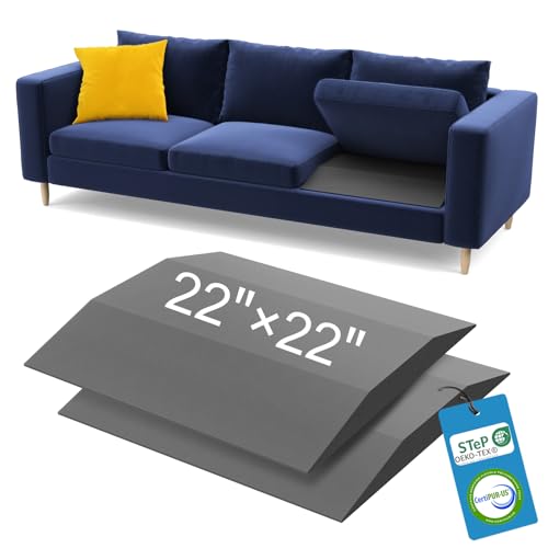 Image of Couch Cushion Support for Sagging Seat - 22 inch x 22 inch High-Density Trapezoid 35D Foam Sofa Cushion Supports, Couch Supporter for Under The Cushions, Grey Set of 2