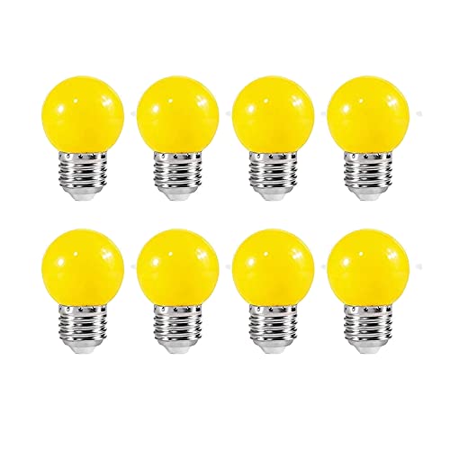 ZFQ 8 Pack E27 Bayonet Colored LED Light Bulbs 2W G45 Golf Ball Mini Globe Bulb Lighting Bulbs,Yellow for Outdoor Indoor String Patio Garden Party Christmas