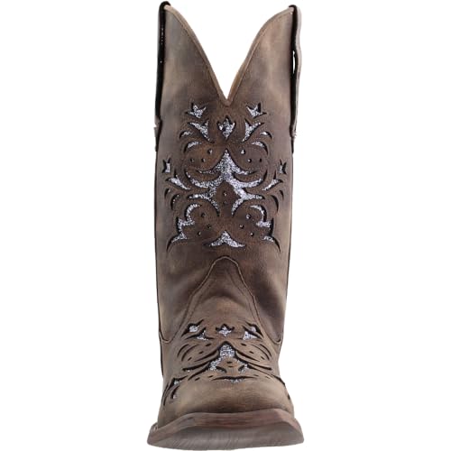 Image of ROPER Womens Kennedy Glitter Tooled Inlay Square Toe Pull On Casual Boots Mid Calf Low Heel 1-2 inch