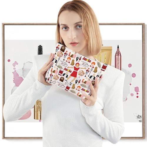 WZMPA Red Ribbon Girl Musical Toiletry Bag Oliver Warbucks Fans Gift Hope In Scarlet Zipper Bag Hard-Knock Dreams Inspired Gift (Ann White)4