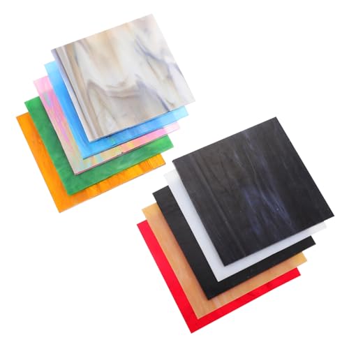 OSALADI Unique Cathedral Mosaic Glass Sheets 10pcs for DIY Projects Wall Tiles Stained Glass Backsplash