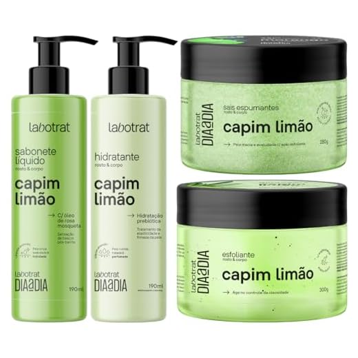 Kit Banho Premium Labotrat Capim Completo 4 Produtos C/ Sais Cheiro De Fruta Corpo E Rosto