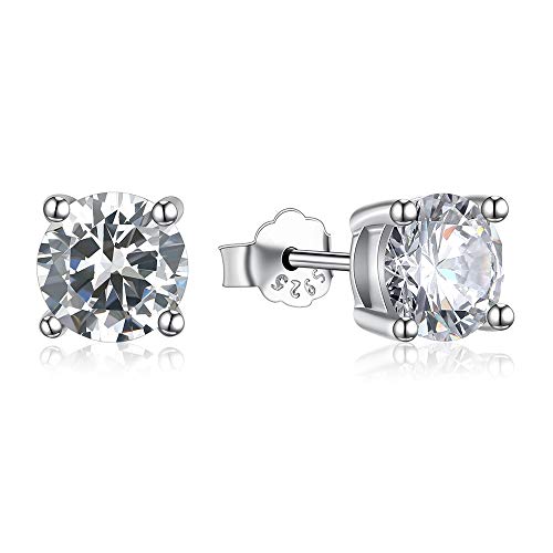 Ohrringe 925 Sterling Silber mit Zirkonia Diamant Form Allergiefrei für Damen Herren (6 mm)