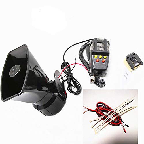 AIHOME Car Horn Car Megaphone Alarm Horn with Mic PA System Emergency Sound Amplifier 130DB Loud Speaker Fire Alarm Ambulance Blaring Police Siren Electric Horn Sound for Any 12V Car Truck Boat ect