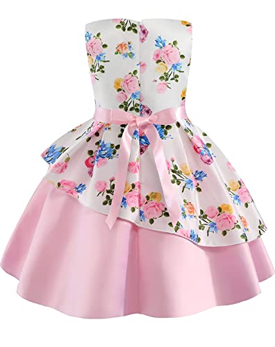 Image of Buy & Try Girl's Satin Floral Printed Frock Knee Length Short Frocks Dress.