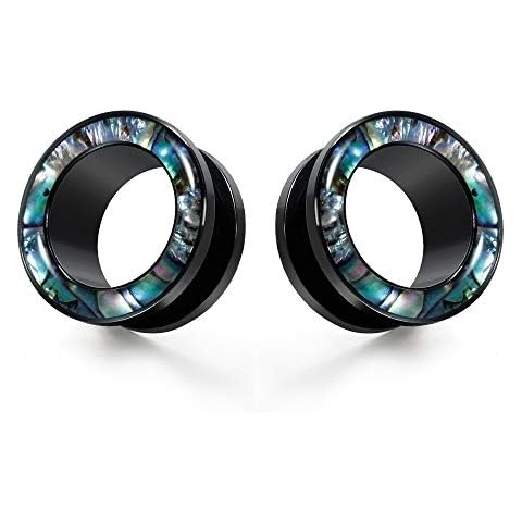 COOEAR Gauges For Ears, Surgical Steel Plugs, Flesh Stretchers Earrings, Size 2g to 1 Inch Black Screw Tunnels Piercing Cover