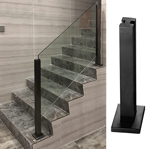 Poste de barandilla de vidrio para terrazas y balcones modernos con diseño en negro