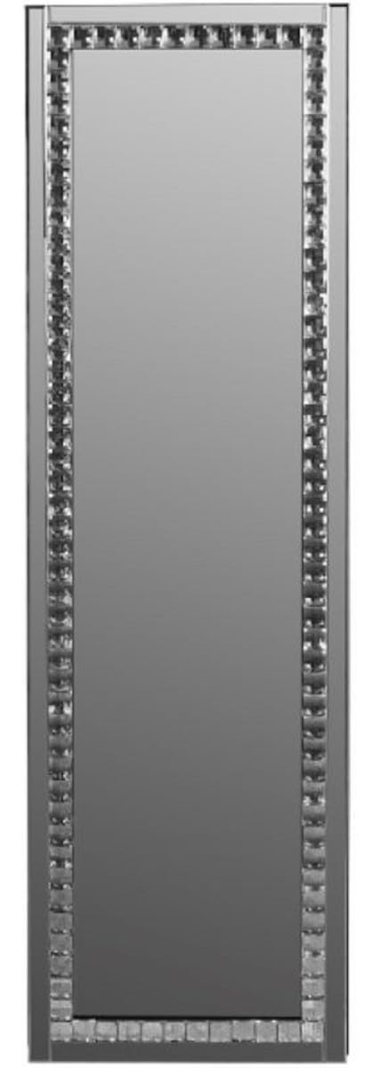 Casa Padrino gabinete de joyería de Lujo de con Puerta de Espejo Plata/Negro 35 x 9 x H. 120 cm - Colección de Lujo