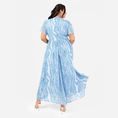 Damen Women's Ladies Maxi Short Angel Sleeve V-Neck Floral Animal Print Empire A-line Casual Wedding Guest Occasion Dress – Bild 6