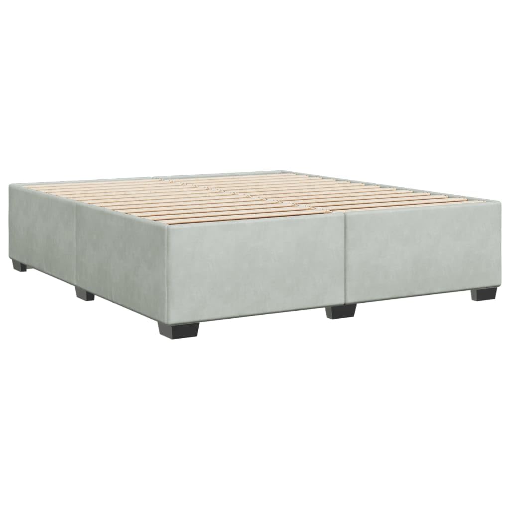 Letto in Velluto Imbottito Grigio Chiaro Giroletto 200x200 cm
