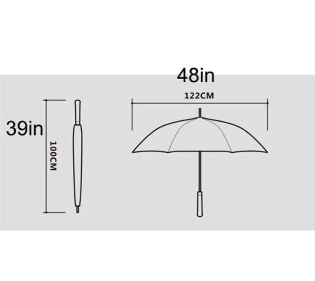 HLTYGWX Parapluie Coupe-Vent Fort Parapluie De Golf Grand Parapluie Coupe-Vent avec Poignée en Bois Noir Auvent Ouvert Automatique Parapluie Ventilé Parapluie Imperméable(Color:Svart)