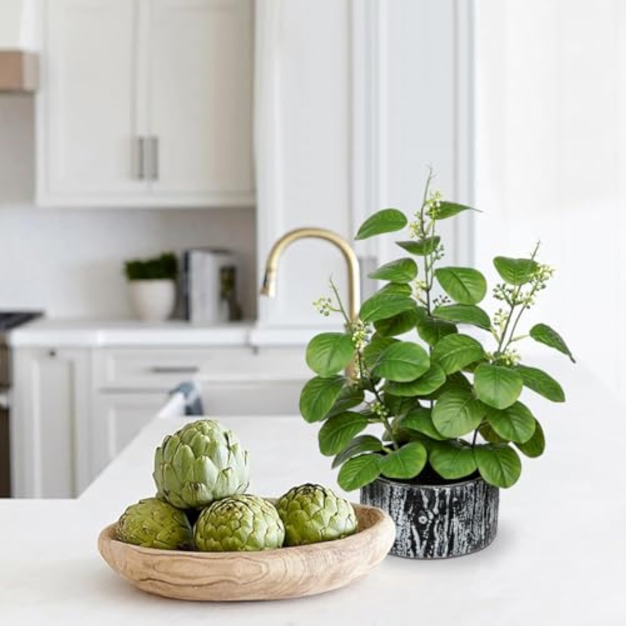 14.1" Artificial Ficus Plants in Pots for Indoor Decor