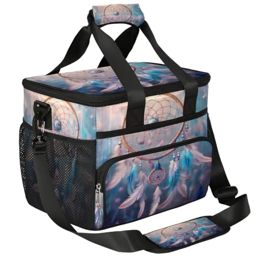 Ethic Feathers Insulated Picnic Backpack Lunch Box for Women Men Picnic Basket Tote Lunch Bag Picnic Bag Portable Lunch Bags for Picnic, Beach, Work, Trip,Office, Camp Bohemian Dreamcatcher