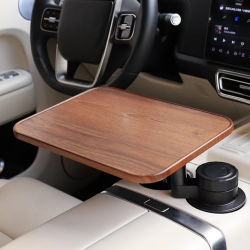 Mesa giratoria de madera 360° para auto con portavasos miniatura 6