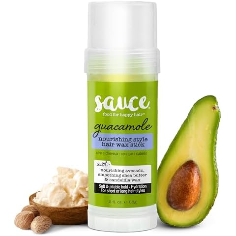 SAUCE BEAUTY Guacamole Hair Wax - Paraben & Sulfate Free, Moisturizing Avocado Oil & Shea Butter Wax for Styling Flyaway & Brittle Hair (2 oz) Cover