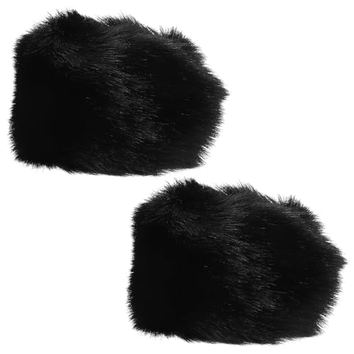 Abaodam Faux Fur Wrist for Women Winter Warmers Fluffy Soft Warm Wristbands Fashionable Cold Weather Accessory Black Faux Fox Fur Sleeve