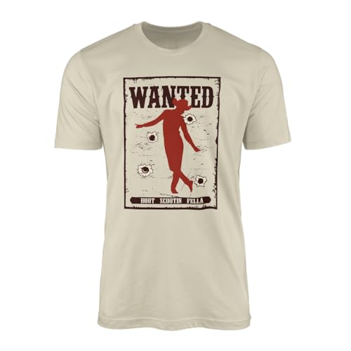 Willow Gifts Wanted Man Silhoutte - Camiseta de vaquero Western Line Dance Tap Dance Vintage Retro Wanted Poster ropa cómoda Country Line Dancing regalo, natural, L