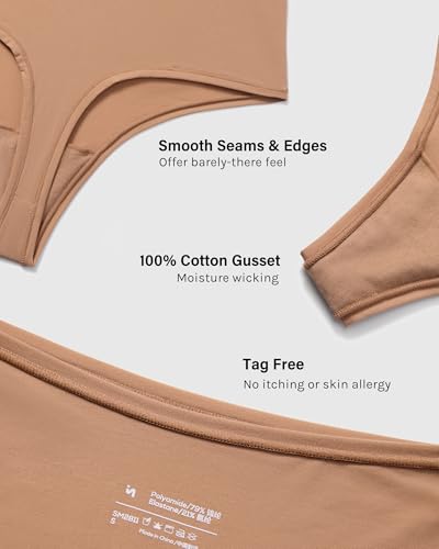 Image of INLYRIC Women's Inbarely Soft Thong - High Waisted Tagless Smooth Stretch Underwear Ultra-soft No Show Panties 3 Pack