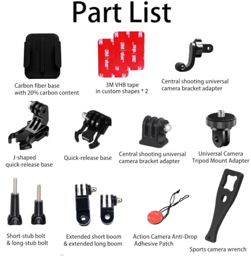 AGV K1S Chin Mount Kits Made for K1 S Helmet Camera Mount Kit Carbon Fiber Load Bearing Patch Adjustable Camera Bracket - Additional View