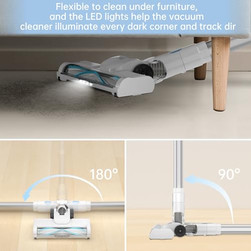Image of Cordless Vacuum Cleaner, 45Kpa Powerful Stick Vacuum, HEPA Filter,45Mins Rechargeable Battery, Anti-Tangle V-Roller, Lightweight Handheld for Hardwood Floor,Carpet,Pet Hair,Home & RV Cleaning