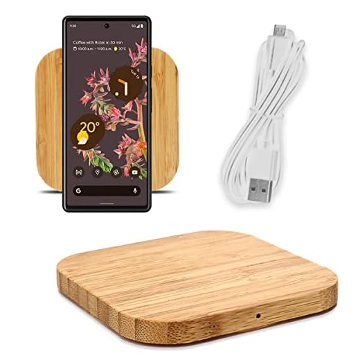 QI Induktive Ladestation 15W aus Bambus kompatibel mit Google Pixel 10 9a 9 8a 8 7a 7 6 Pro/Pro XL/Fold Ladegerät aus Echtholz, Modell:Quadrat