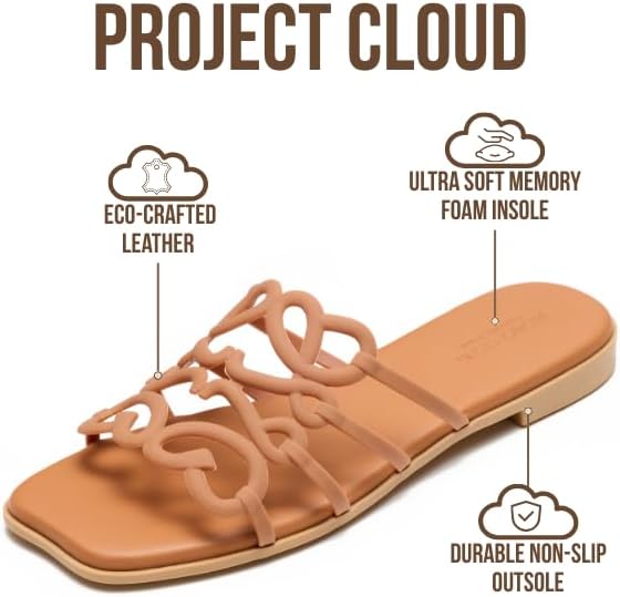 Project Cloud Womens Sandals with Memory Foam - Eco Crafted Leather Sandals for Women 2026 - Flats - Non Slip & Comfortable Sandals Women (Lisa) - Image 2