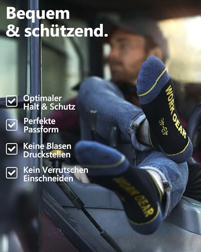 Foto von WORK GEAR Herren Arbeitssocken Sneaker-Socken Kurz Baumwolle Robust Verstärkt Atmungsaktiv (6 Paar) 43-46, WG122450000