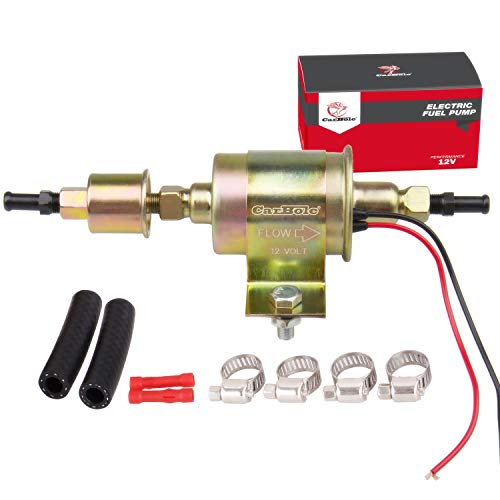 CarBole 5-9 PSI Universal Micro Electric Fuel Transfer Pump Inline Low Pressure Pump E8012S 12V w/Installation Kit