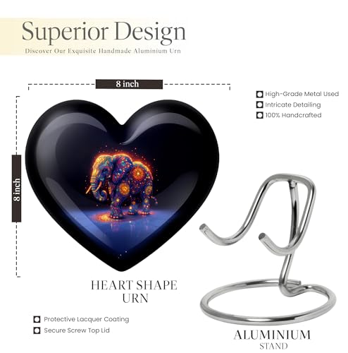 Image of Elephant Urn Mini Urn for Human Ashes Adult Female Mom 1 Large & 1 Small | Large Decorative Urns, Memorial Burial Urns for Men