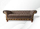 Chesterfield JVmoebel Chesterfield 3 Sitzer Braun Klassische Textil Dreisitzer Ledercouch Design Möbel