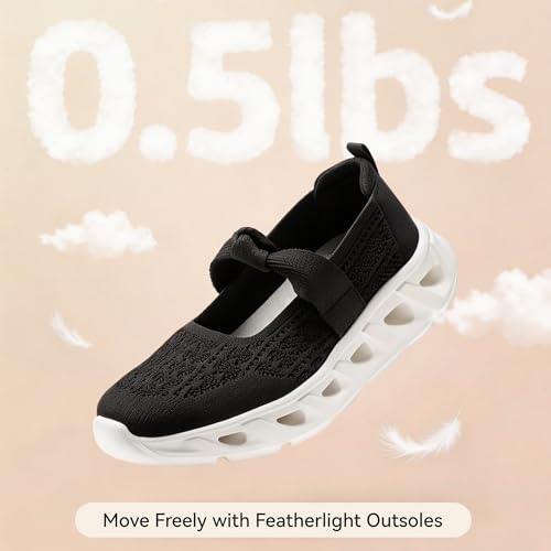 Image of BOSTANTEN Comfortable Mary Jane Sneakers for Women - Lightweight & Breathable, Slip On Casual Shoes 2026, Wide Toe Box, Cushioned Sole for All-Day Walking /Work