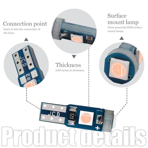 20 Bombillas LED T5 para tablero con socket 12V miniatura 3