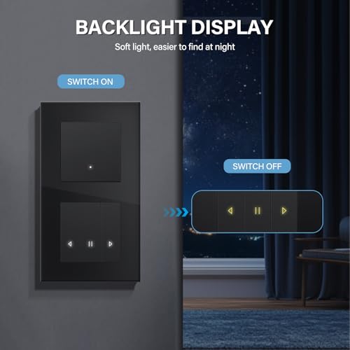 BSEED WIFI 1 Fach 1 Weg Lichtschalter mit Smart Vorhang Schalter Fernbedienung Compatibel mit Google Home und Alexa Neutrale Leitung Ben&ouml;tigt, Schwarz