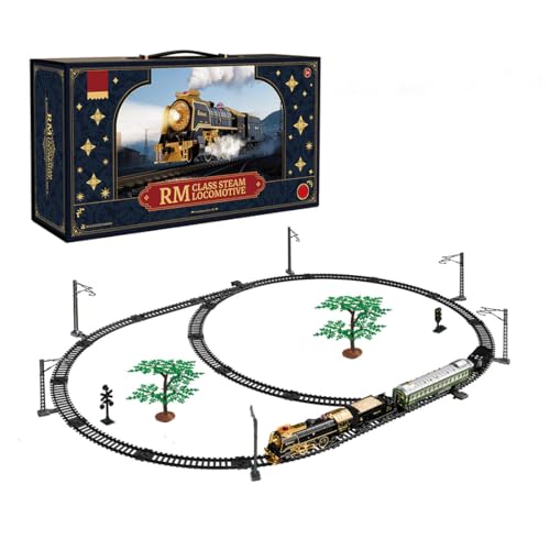 ExploTex Kit de vapor eléctrico retro con efectos de luz y humo, incluye carriles largos y carriles largos, admite marcha adelante y atrás (versión 801B-3/control remoto)