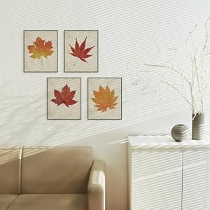 ETVISO Fall Wall Decor Set of 4, Vintage Maple Leaf Wall Art Prints, Rustic Autumn Fall Decor for Thanksgiving Home Gallery Living Room Bedroom, 8x10 (Unframed) ETVISO Fall Wall Decor Set of 4 Vintage Maple Leaf Wall Art Prints Rustic Autumn Fall Decor for Thanksgiving Home Gallery Living Room Bedroom 8×10 Unframed