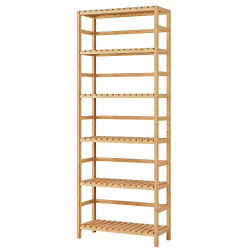 Bamjoy Bamboo Shelf, 6 Tier Bookcase Storage Shelves, Tall Book Rack Shelving Unit, Multipurpose Storage Display Shelf Adjustable Shelves Plant Stand For Home Office Bathroom Kitchen Living Room, 64"H #TOP7