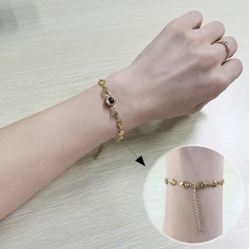 Image of 100 Different Languages I Love You Bracelets Love Heart Link Chain Bracelets Romantic Valentines Day Gifts for Women