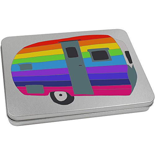 Azeeda 220mm 'Rainbow Caravan' Metal Hinged Tin/Storage Box (TT00129667)