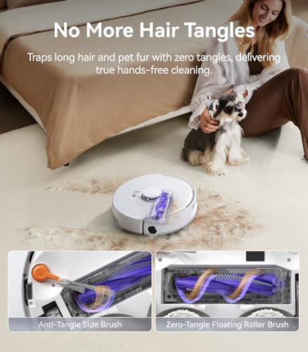 Image of NARWAL Freo Z10 Turbo Robot Vacuum and Mop Combo, 25000Pa Suction, Edge-to-Edge Cleaning, Tangle-Free for Pet Hair, Auto Mop Wash, Smart Avoidance, Self-Emptying, for Carpet & Hard Floors, White