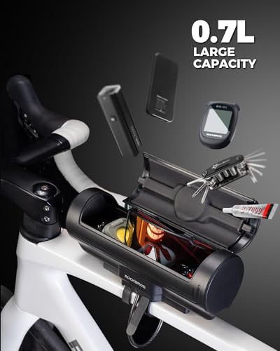 ROCKBROS Fahrrad Oberrohrtasche 0,7L, wasserdichte Fahrradbox mit Zahlenschloss, Robuste Rahmentasche Fahrrad Oberrohr für MTB, Rennrad, Gravelbike & Citybike