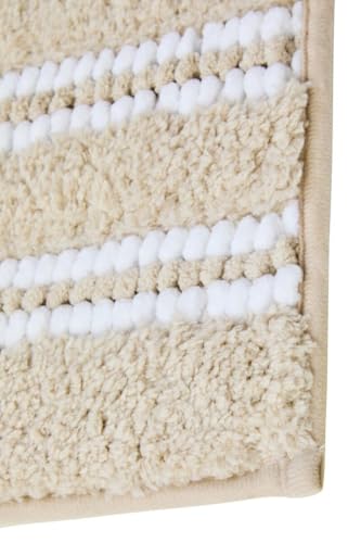 Image of DecorTwist Mosaic Super Soft Microfibre Bath Mat | 2000 GSM Anti-Skid, Quick Dry & Water Absorbent | Non-Slip Mat for Bathroom, Bedroom & Kitchen Floor | 60x40 cm | Style 1 Beige| Pack of 2