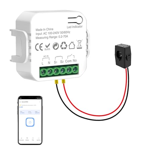 Image of WiFi Smart Energy Monitor: Smart Power Meter, Real-Time Power Consumption Tracker with Remote Control, Track Voltage & Current via eWeLink App, Smart Home Electricity Usage Analyzer for Home Office