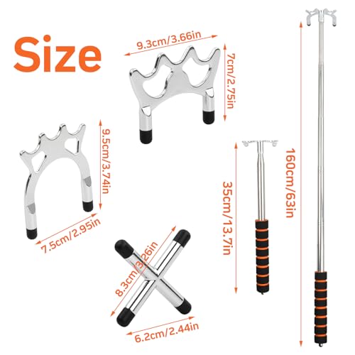 Granvoo Billard Queue Stick Brücke Halter, mit 3 Stück Abnehmbarem Brücken Kopf (Hoher + niedriger + Kreuz), Versenkbare Billard Queue 33~150cm, für Billardtisch, Snooker, Spiel, Wettkampf