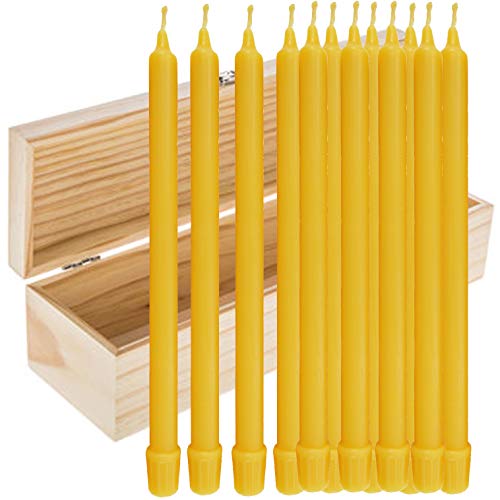 BCandle 100% Beeswax Candles Organic Hand Made - 11 Inch Tall, 5 8 Inch Diameter (Set of 12 in Box)
