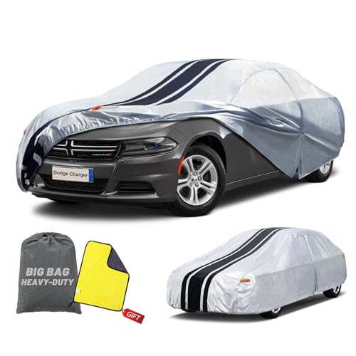Image of Car Cover Custom Fit for Dodge Charger (2006-2025), Dodge Challenger (2008-2025) Waterproof All Weather for Automobiles Full Exterior Cover Rain Sun Snow UV Protector.